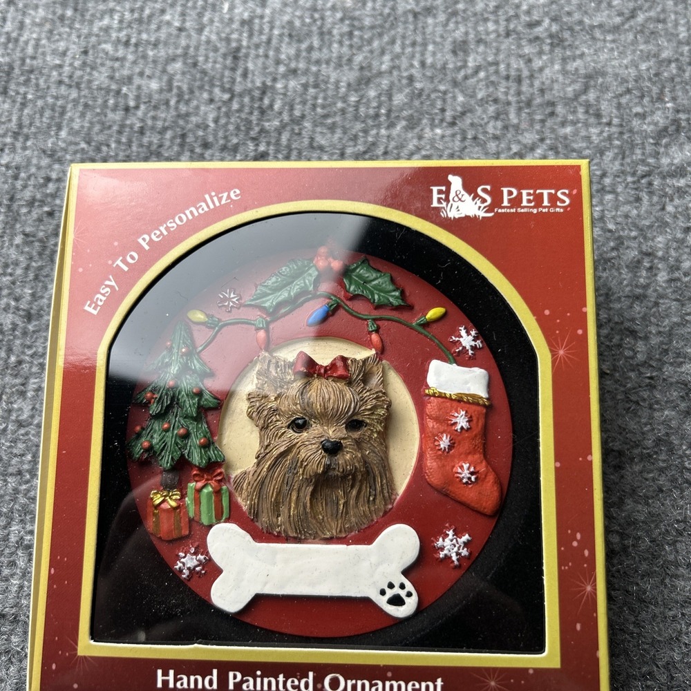 E & S Pets Christmas Ornament Yorkie Dog Can Be Personalized New